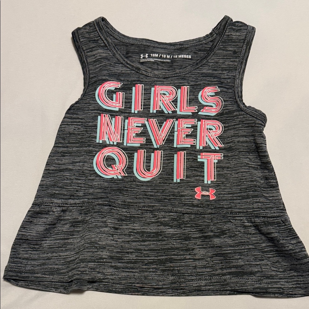 Under Armour Kids' Charcoal Tank with Pink Accents